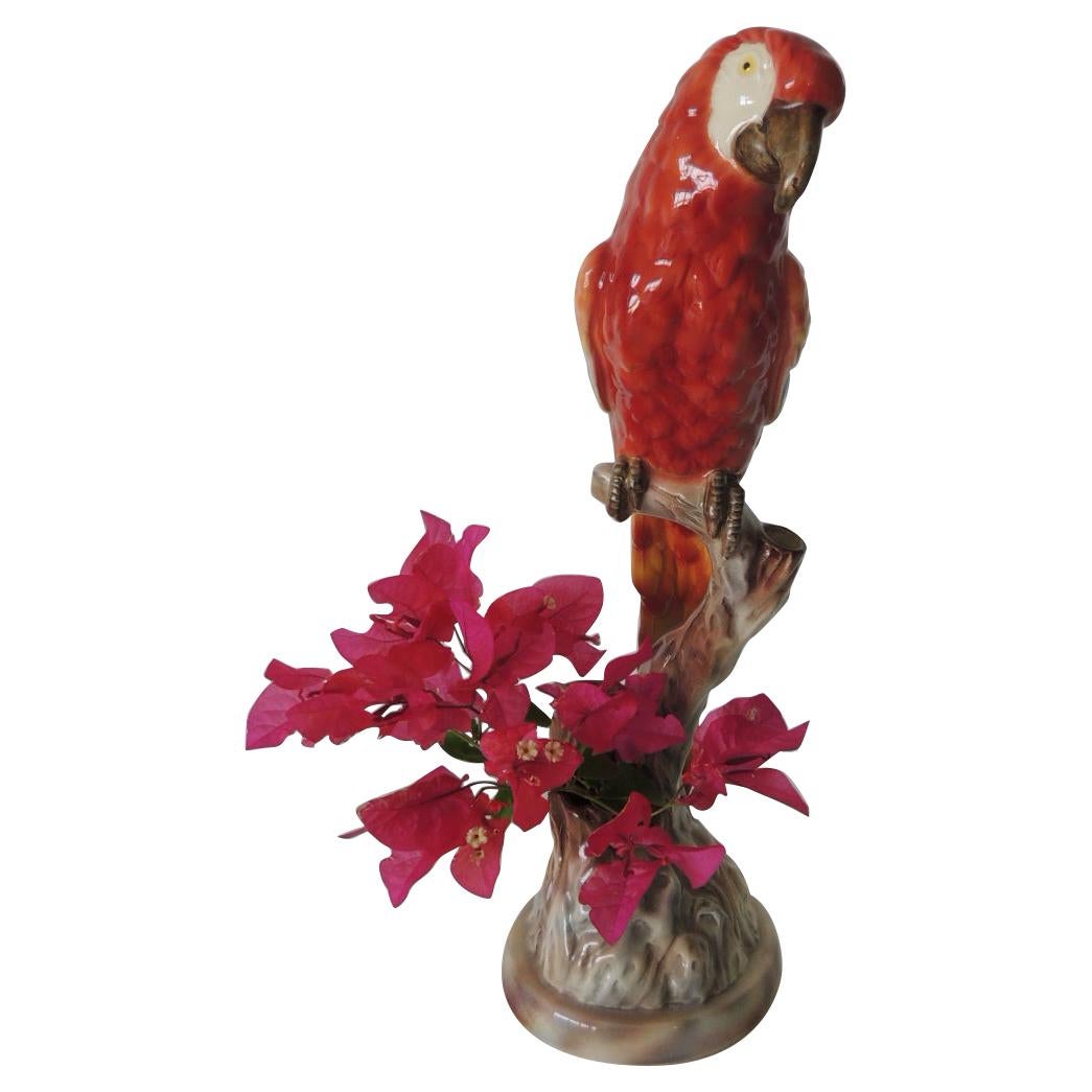 Will George California Porcelain Art Pottery Macaw Parrot Figurine Vase, 1940's