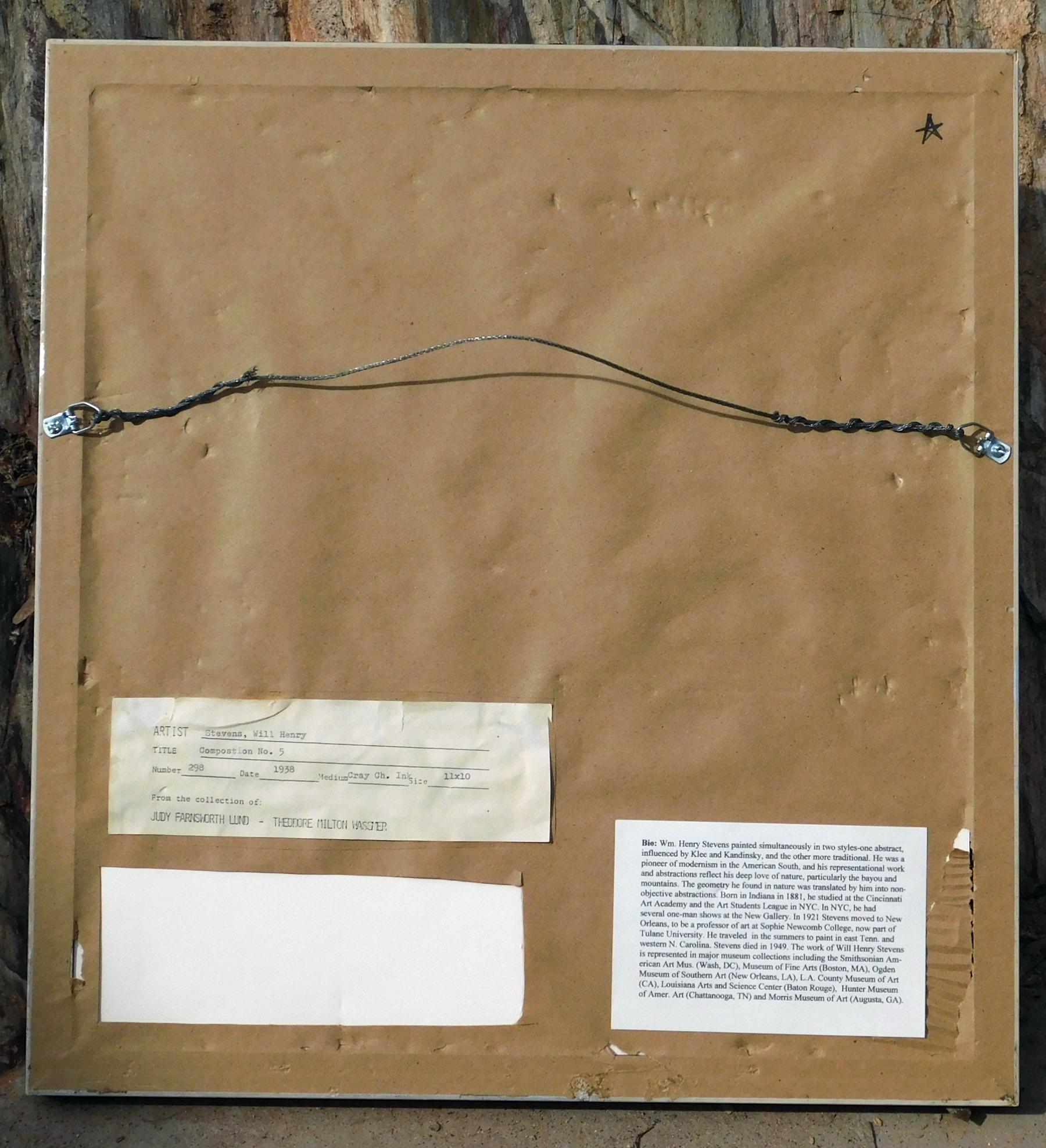Will Henry Stevens Abstrakte Mischtechniken, 1938 – Komposition Nr. 5“ (Buntstift) im Angebot