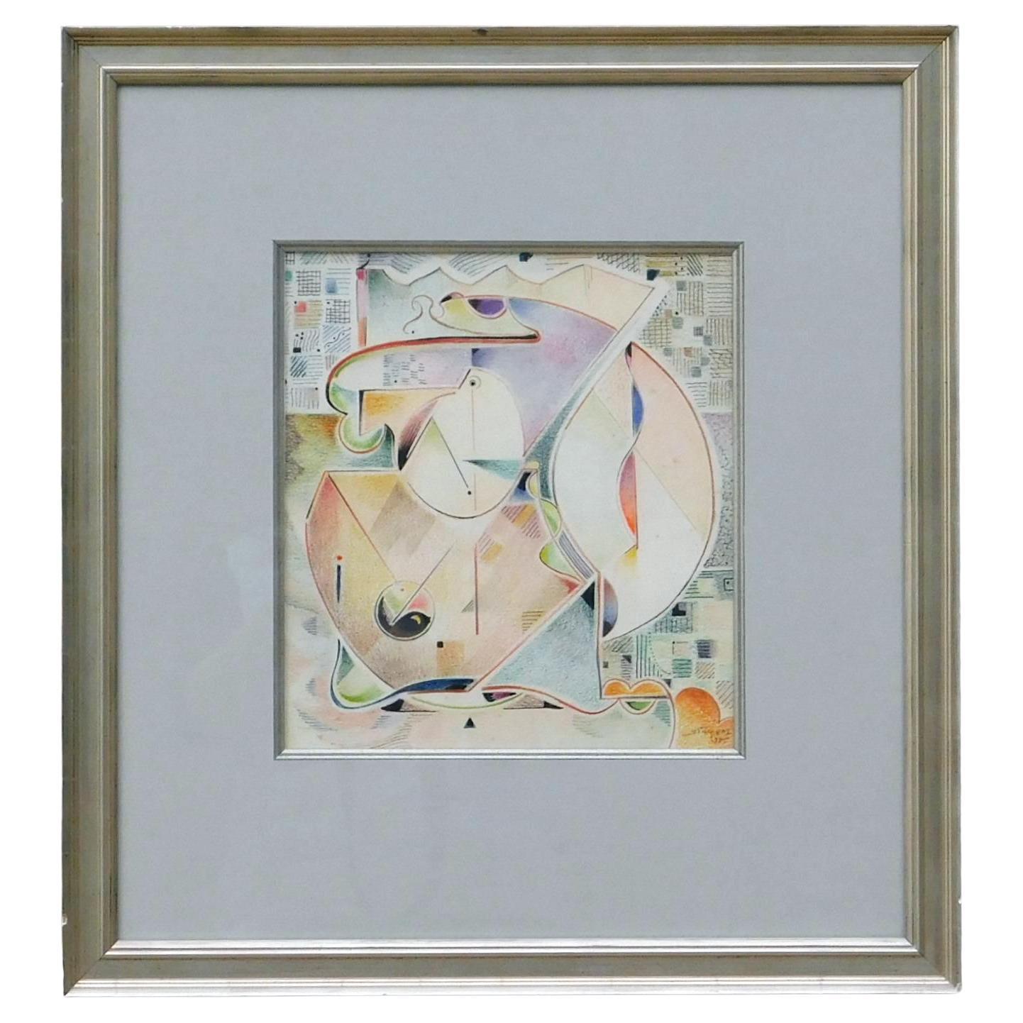 Will Henry Stevens Abstract Mix Media, 1938 - “Composition No. 5" For Sale