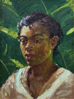 “Jamaican Girl with Curls, c. 1935” American Impressionist Portrait Lyme CT