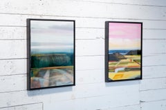 "Landscape #10", oil painting on cradled wood, resin finish, black wood frame