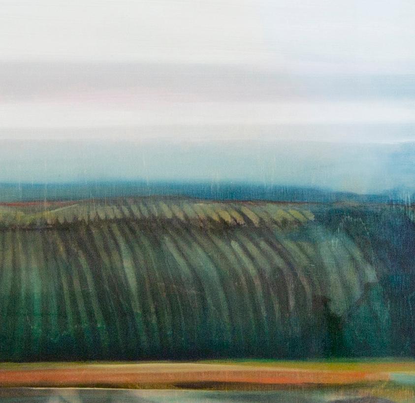Landscape #10 is an oil painting on cradled wood panel with chalk and graphite, and measures 24