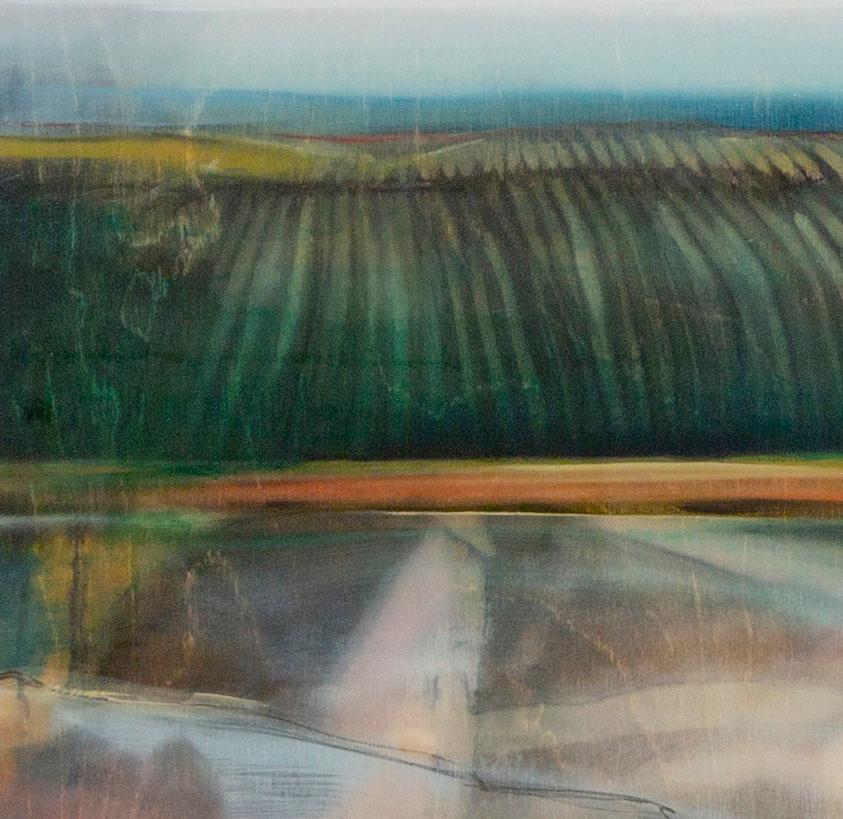 Paisaje nº 10 es una pintura al óleo sobre panel de madera acunada con tiza y grafito, y mide 24