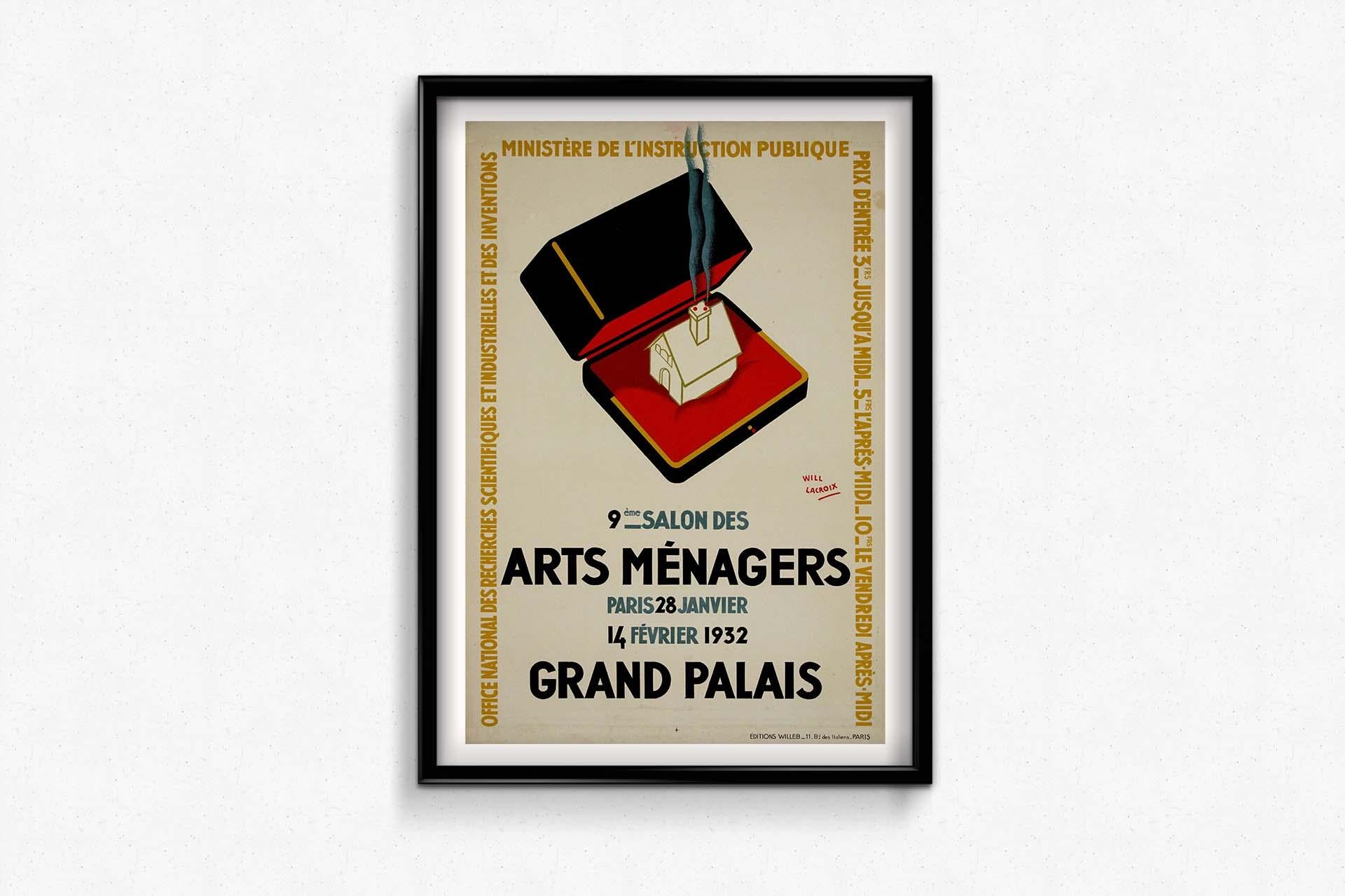 1932 Originalplakat von Will Lacroix für den 9. Salon des Arts Ménagers  im Angebot 1