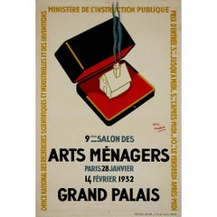 1932 Originalplakat von Will Lacroix für den 9. Salon des Arts Ménagers 