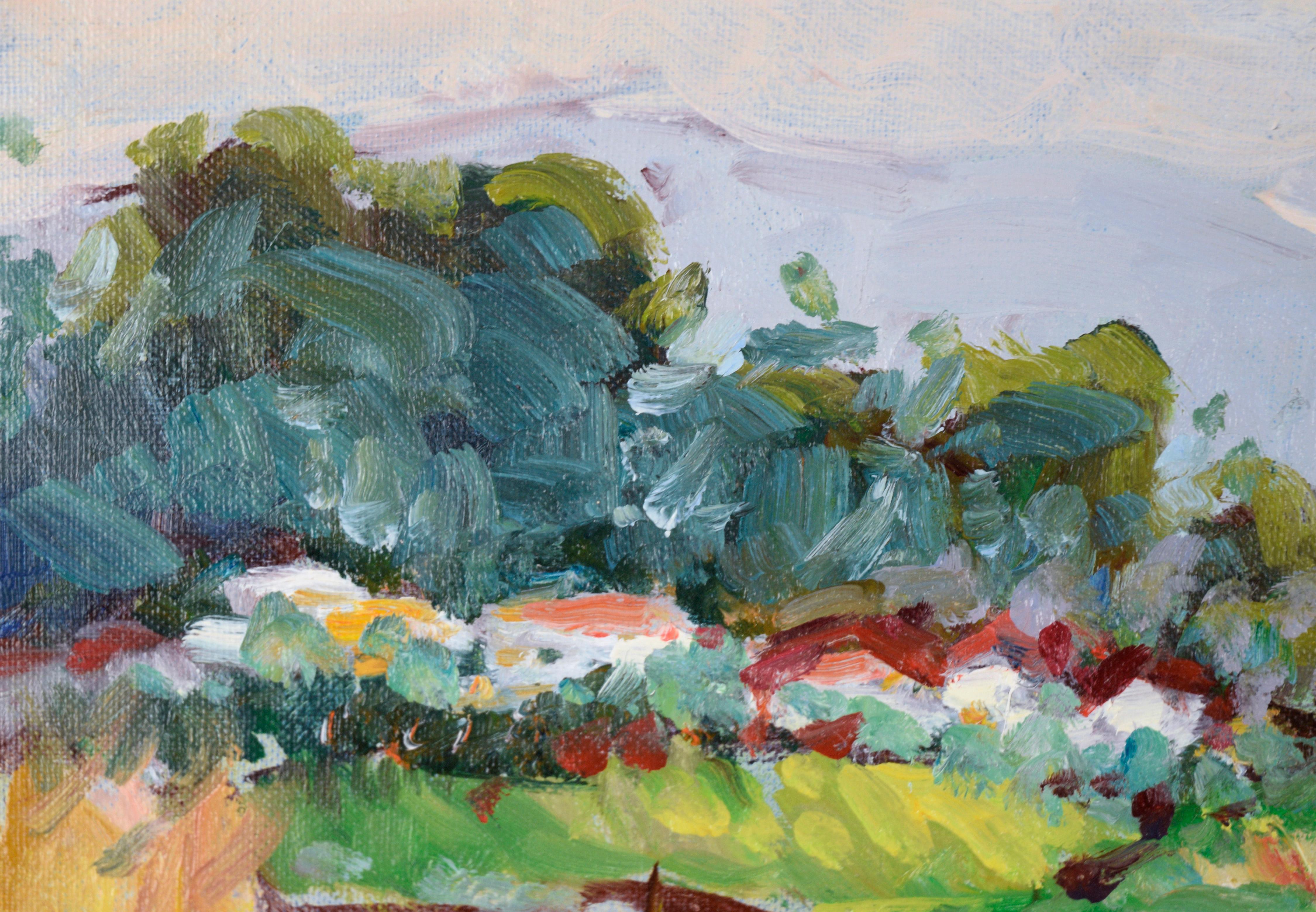 « Salinas Valley Farm » - Paysage fauviste à l'huile sur panneau d'artiste - Painting de Will Light