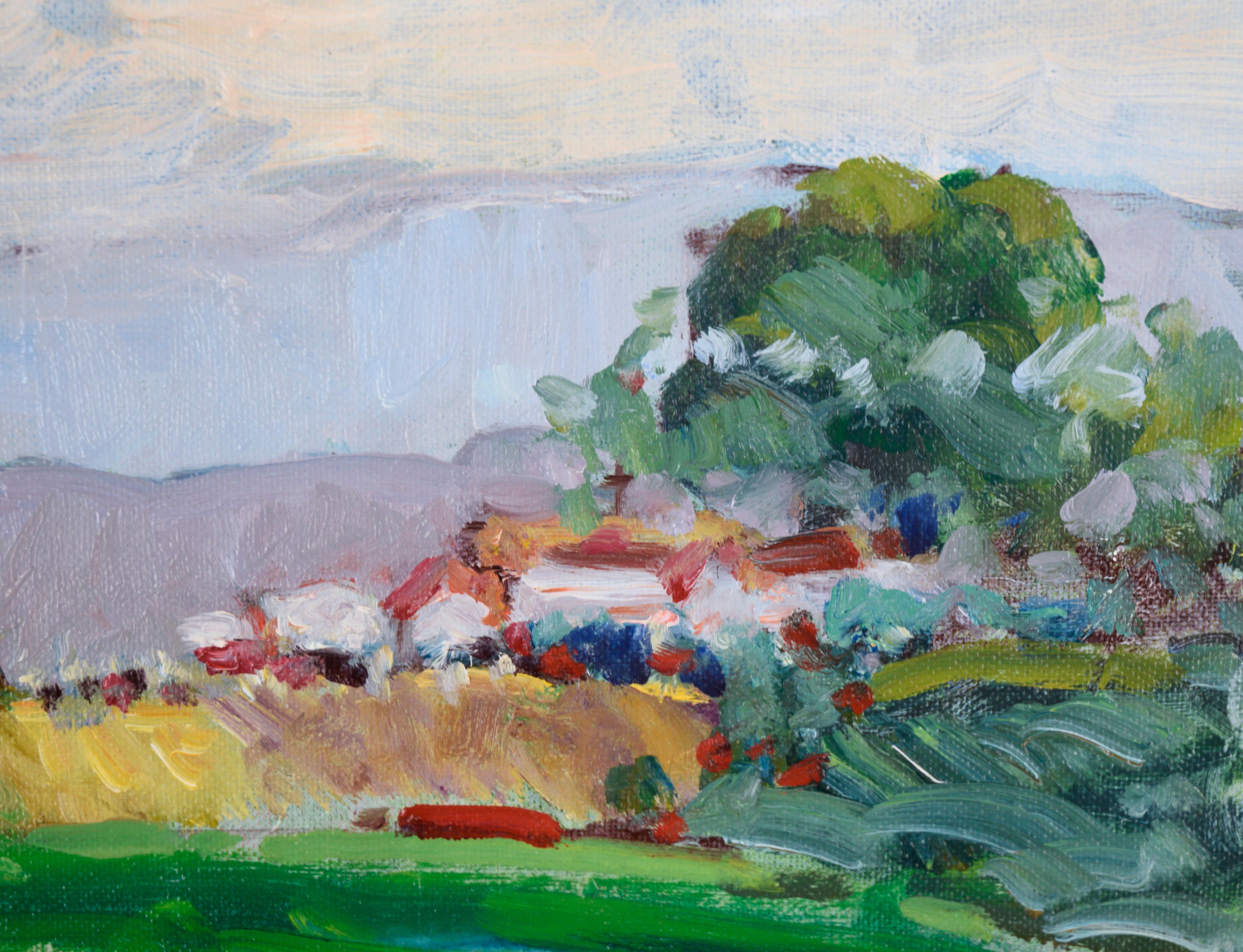 « Salinas Valley Farm » - Paysage fauviste à l'huile sur panneau d'artiste - Fauvisme Painting par Will Light
