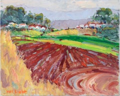 « Salinas Valley Farm » - Paysage fauviste à l'huile sur panneau d'artiste