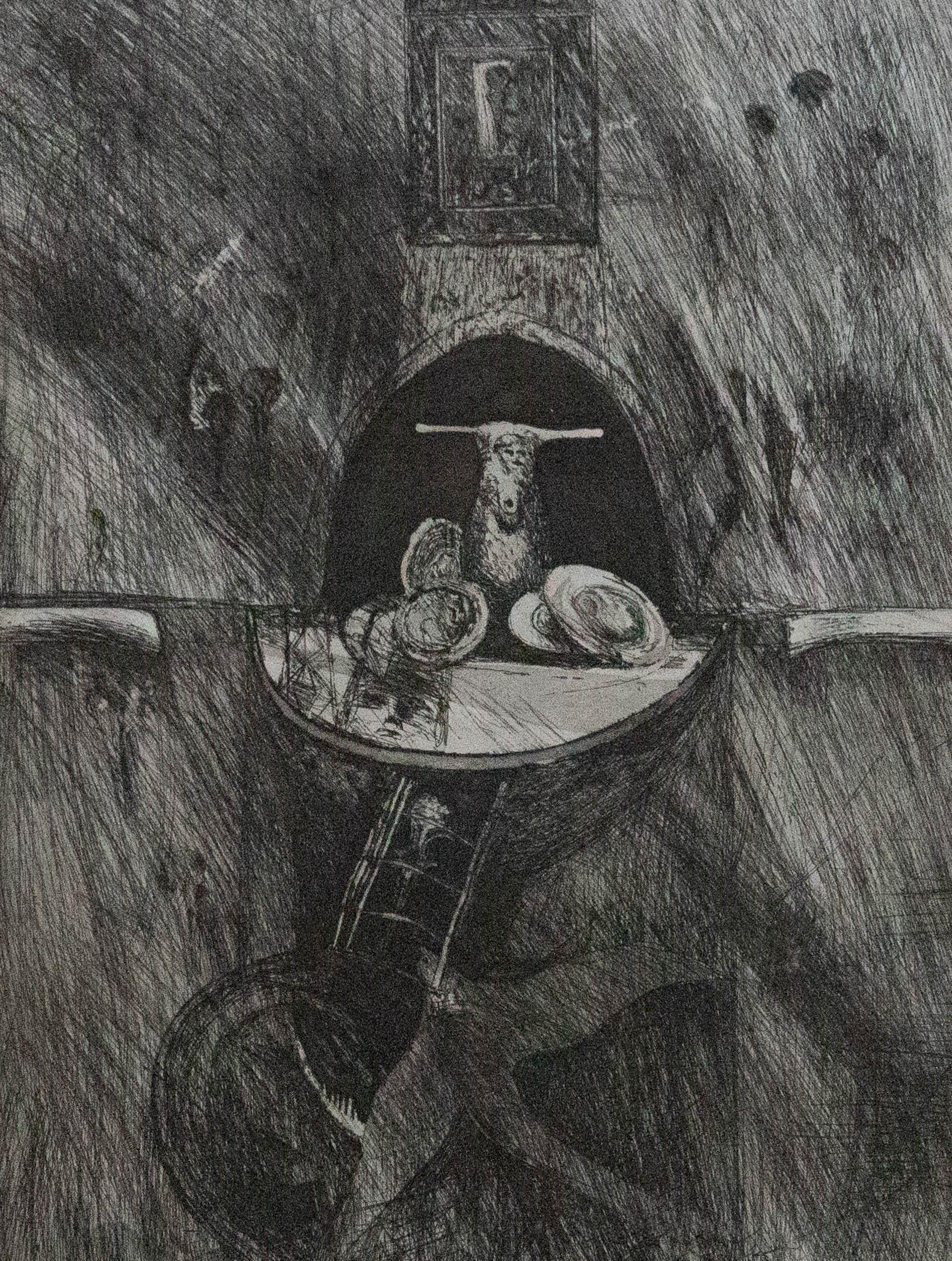 Will Maclean MBE (b.1941) - 1990 Etching, Bird Altar 3