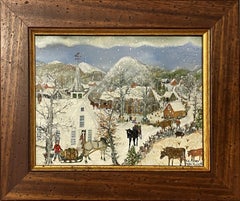 "Lingering Snow, " Will Moses, Rural Folk Art, Snowy Winter Landscape