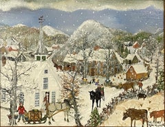 "Lingering Snow, " Will Moses, Rural Folk Art, Snowy Winter Landscape