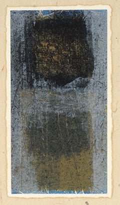 Abstract Color Field Lithograph in Pale Blue and Brown