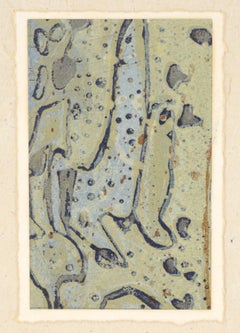 Abstract Lithograph with Organic Shapes and Linework