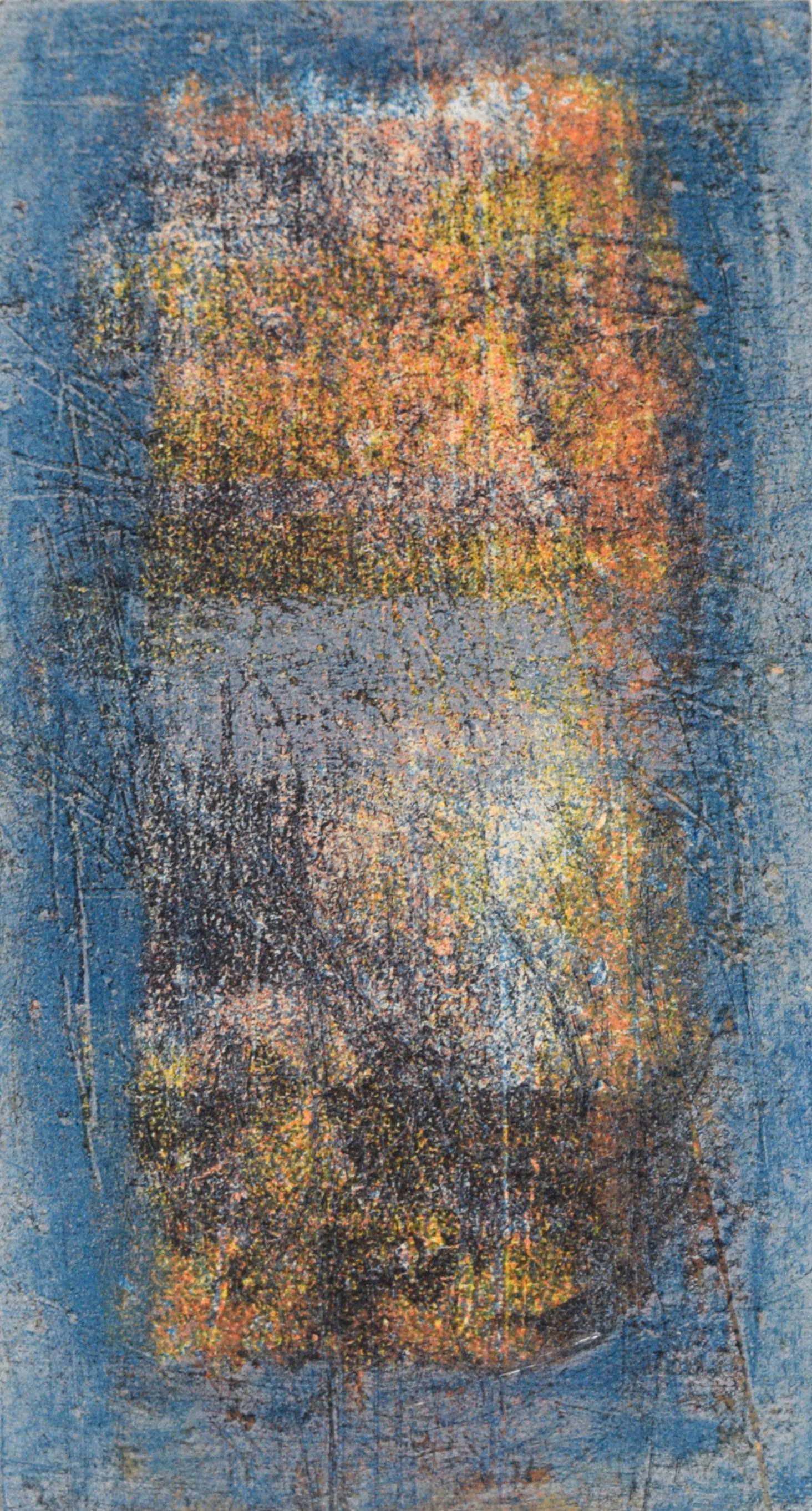 Delicata litografia astratta con blu e arancione - Print Postmoderno di Will Peterson
