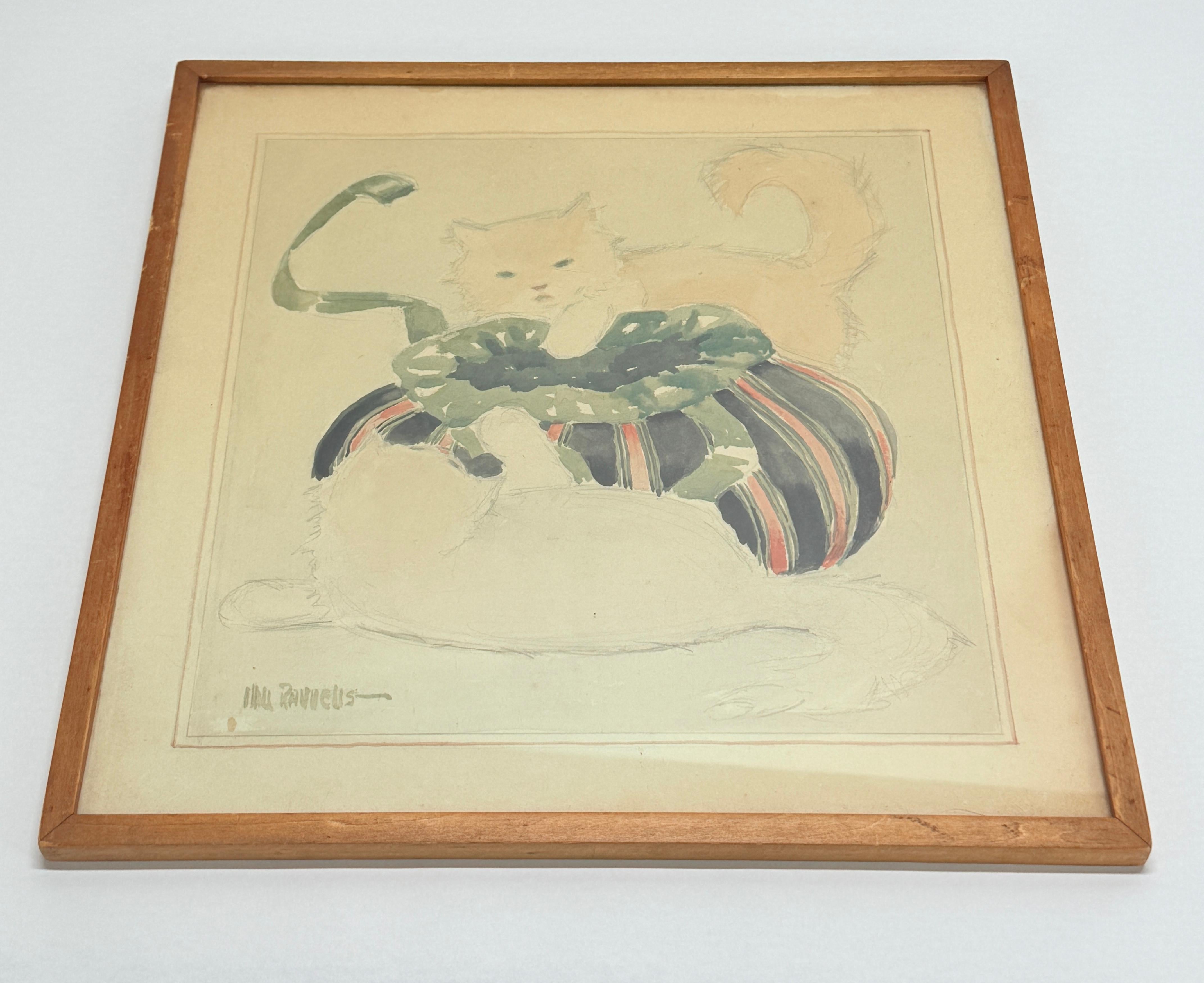 Künstler: Will Rannells (Amerikaner, 1892-1982)
Titel: Katzen und geschnürte Schachtel
Medium: Aquarell und Graphit auf Papier
Unterschrift: Signiert unten links, 