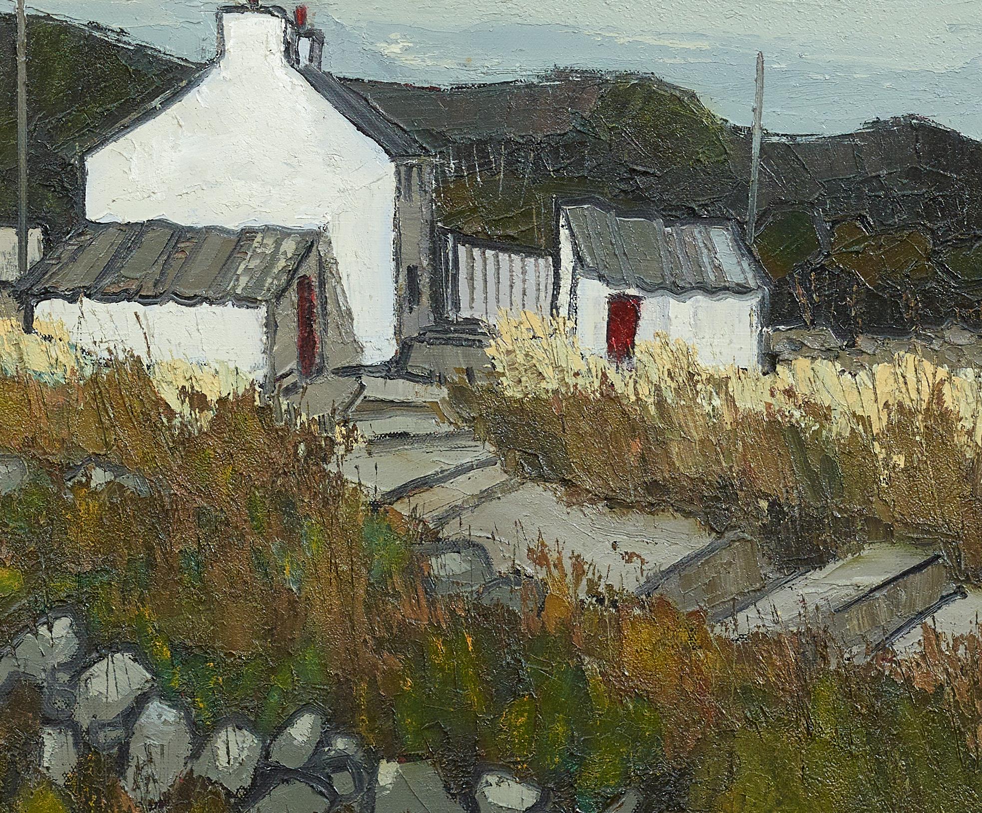 Welsh Landscape Oil Painting 'TyWill' by Wilf Roberts - Black Landscape Painting by Will Roberts
