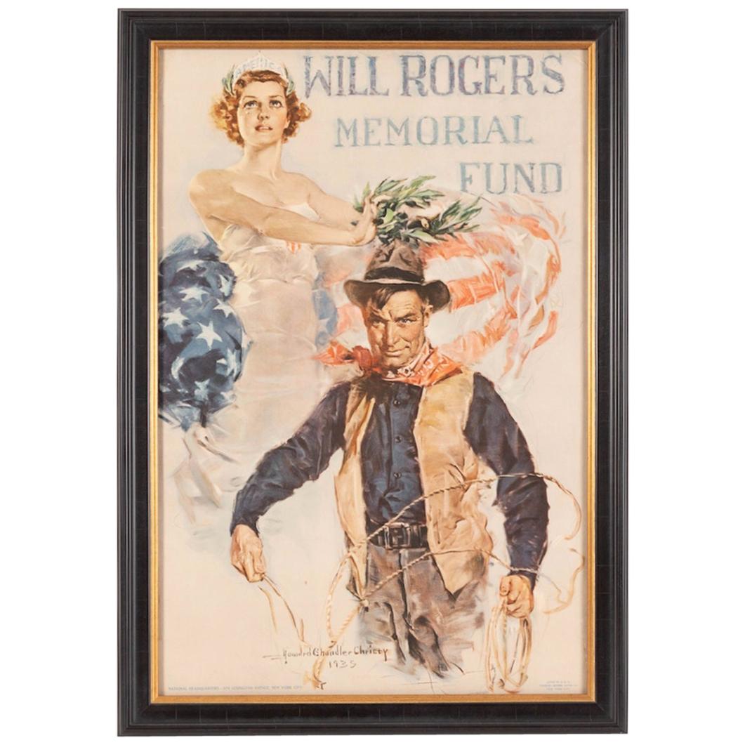 "Will Rogers Memorial Fund" by Howard Chandler Christy, Vintage Poster, 1935