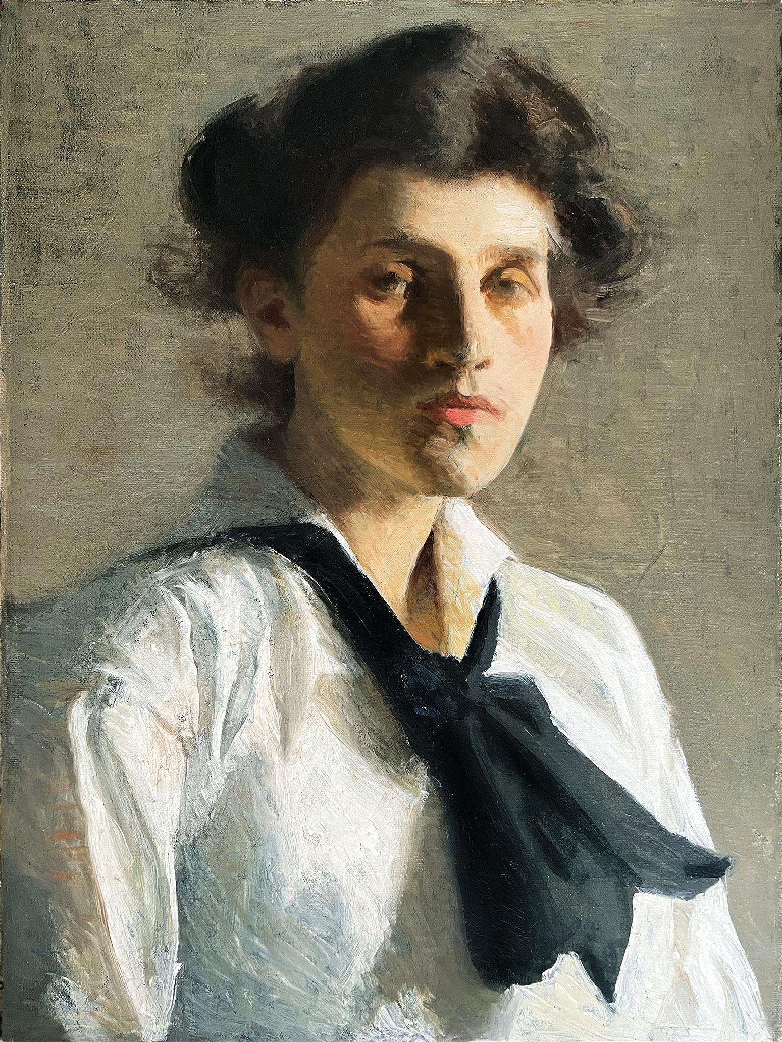 Porträt einer jungen Frau, amerikanischer Impressionist  im Angebot 3