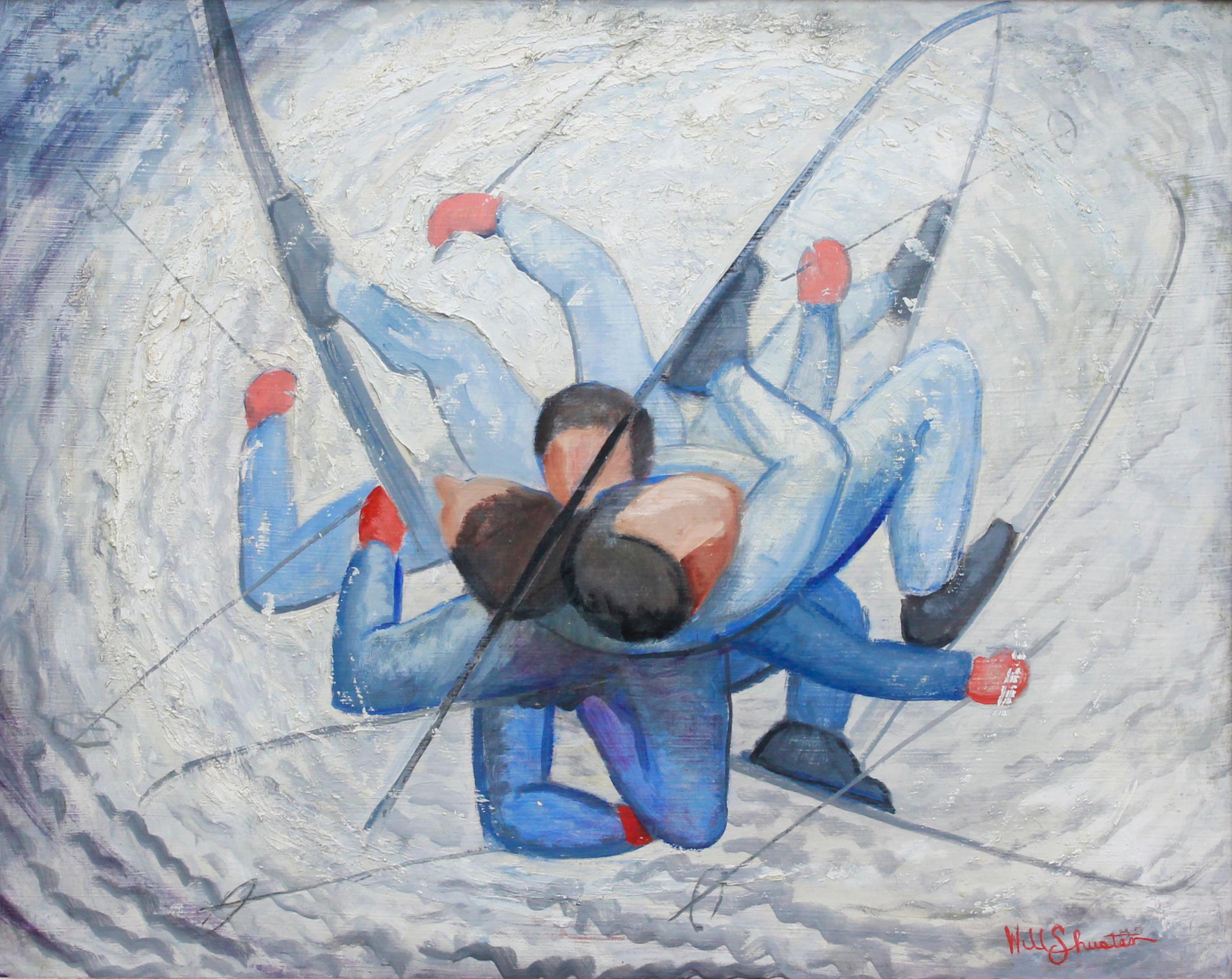 Sensations of a Falling Snow Bunny, Santa Fe 1959 - Contemporary Painting by Will Shuster