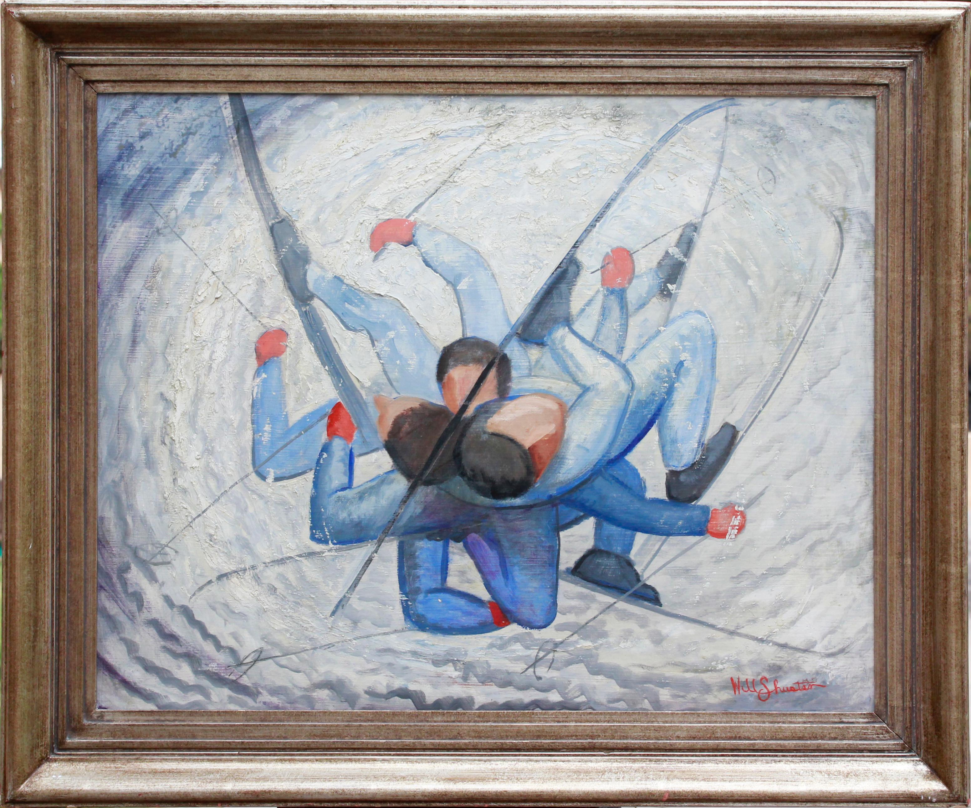Sensations of a Falling Snow Bunny, Santa Fe 1959 - Painting by Will Shuster
