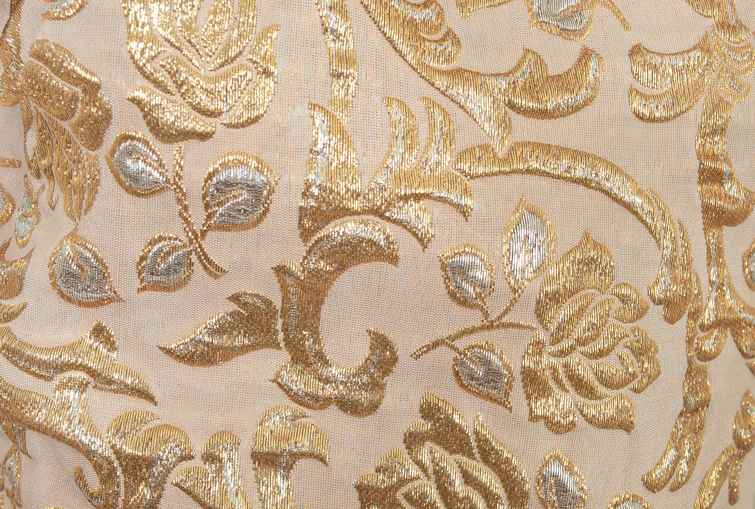 Will Steinman Strapless Gold Metallic Brocade Ball Gown w Rear Bow – XS, 1950s 9