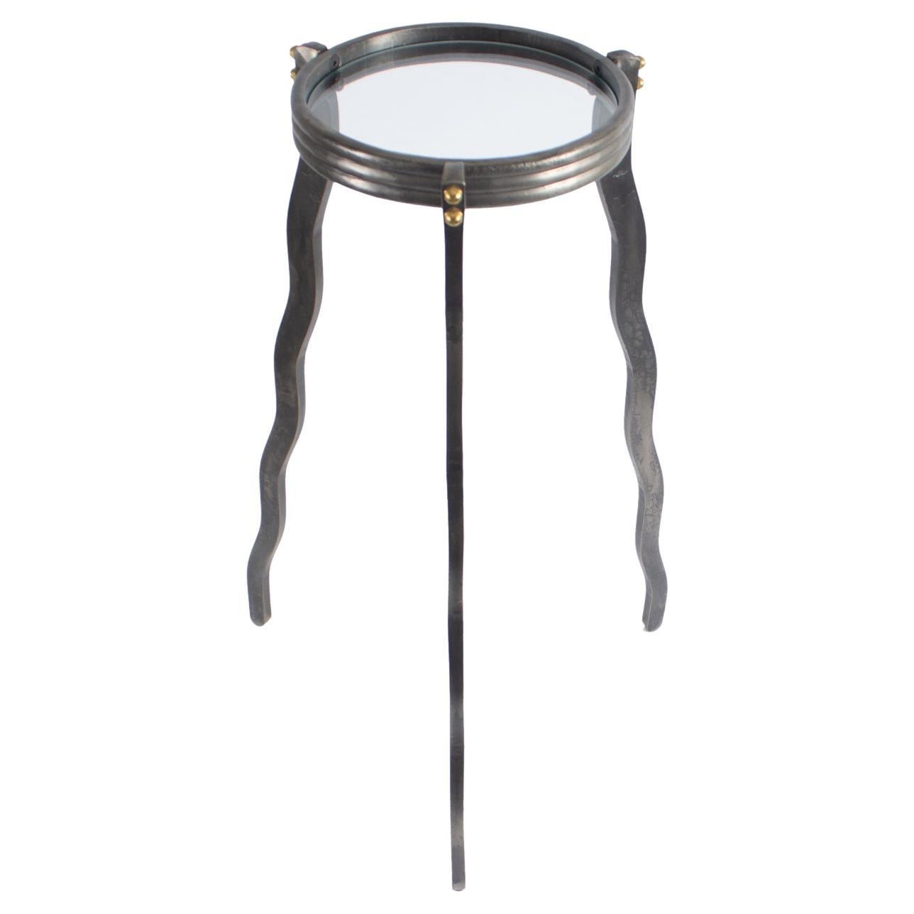 Will Stone Postmodern Metal Accent Table For Sale