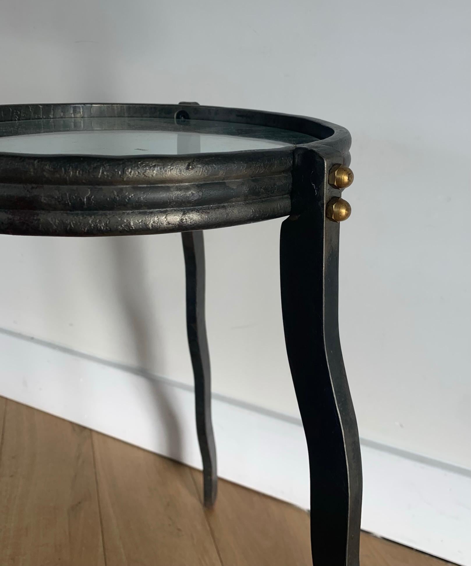 Will Stone Steel and Glass Squiggle Side Table, Signed, circa 1980 4