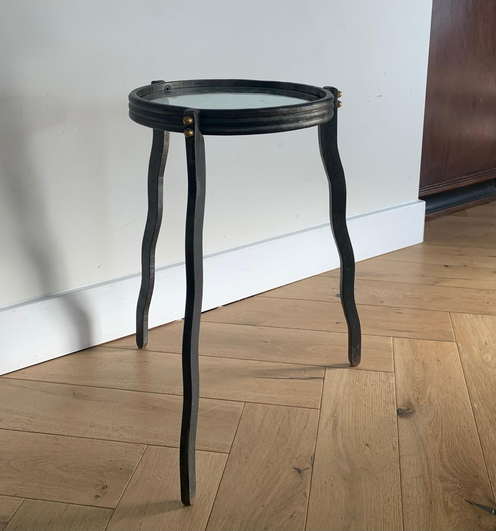 Will Stone Steel and Glass Squiggle Side Table, Signed, circa 1980 6