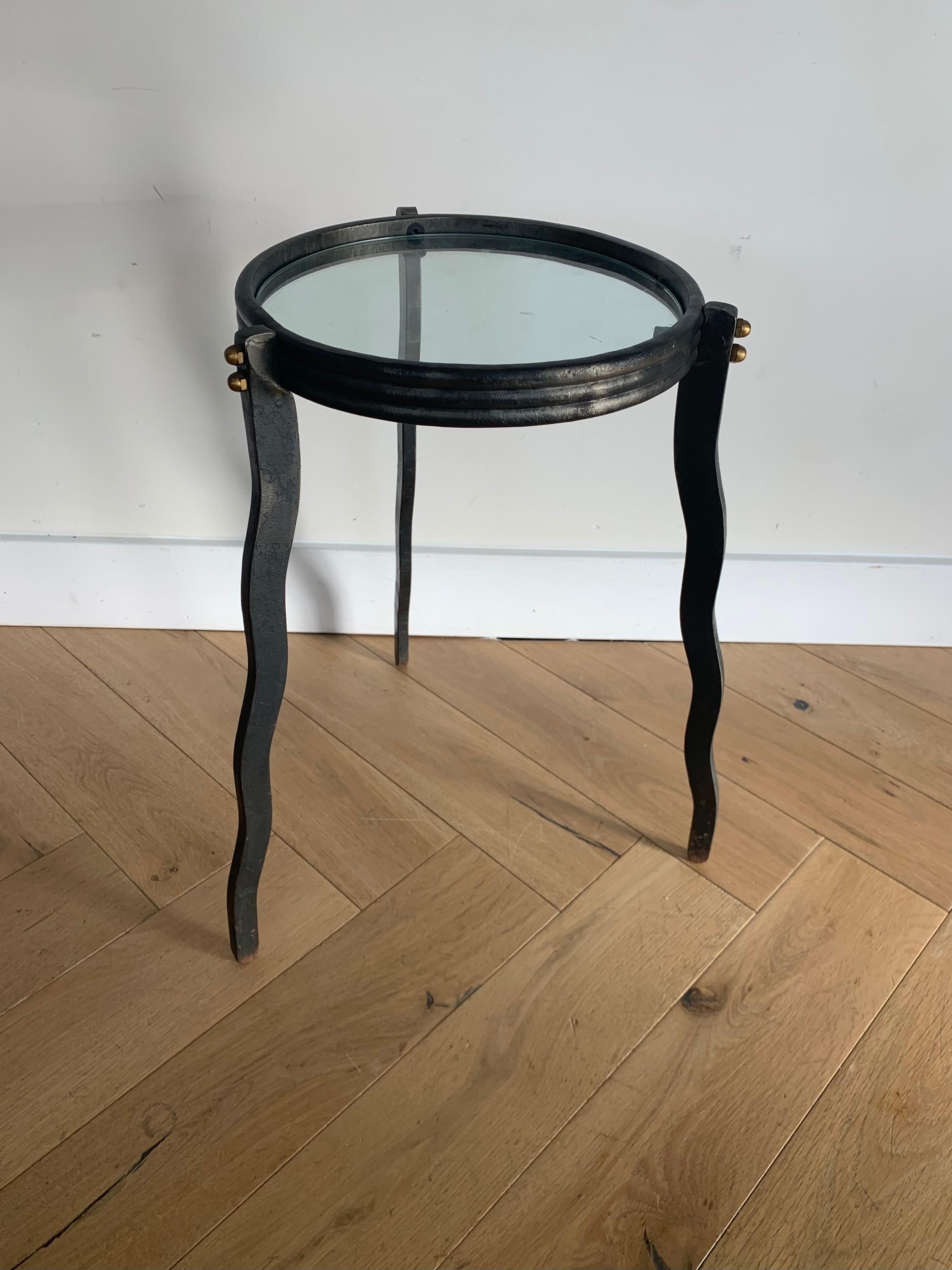 Will Stone Steel and Glass Squiggle Side Table, Signed, circa 1980 11