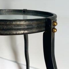 Will Stone Steel and Glass Squiggle Side Table, Signed, circa 1980