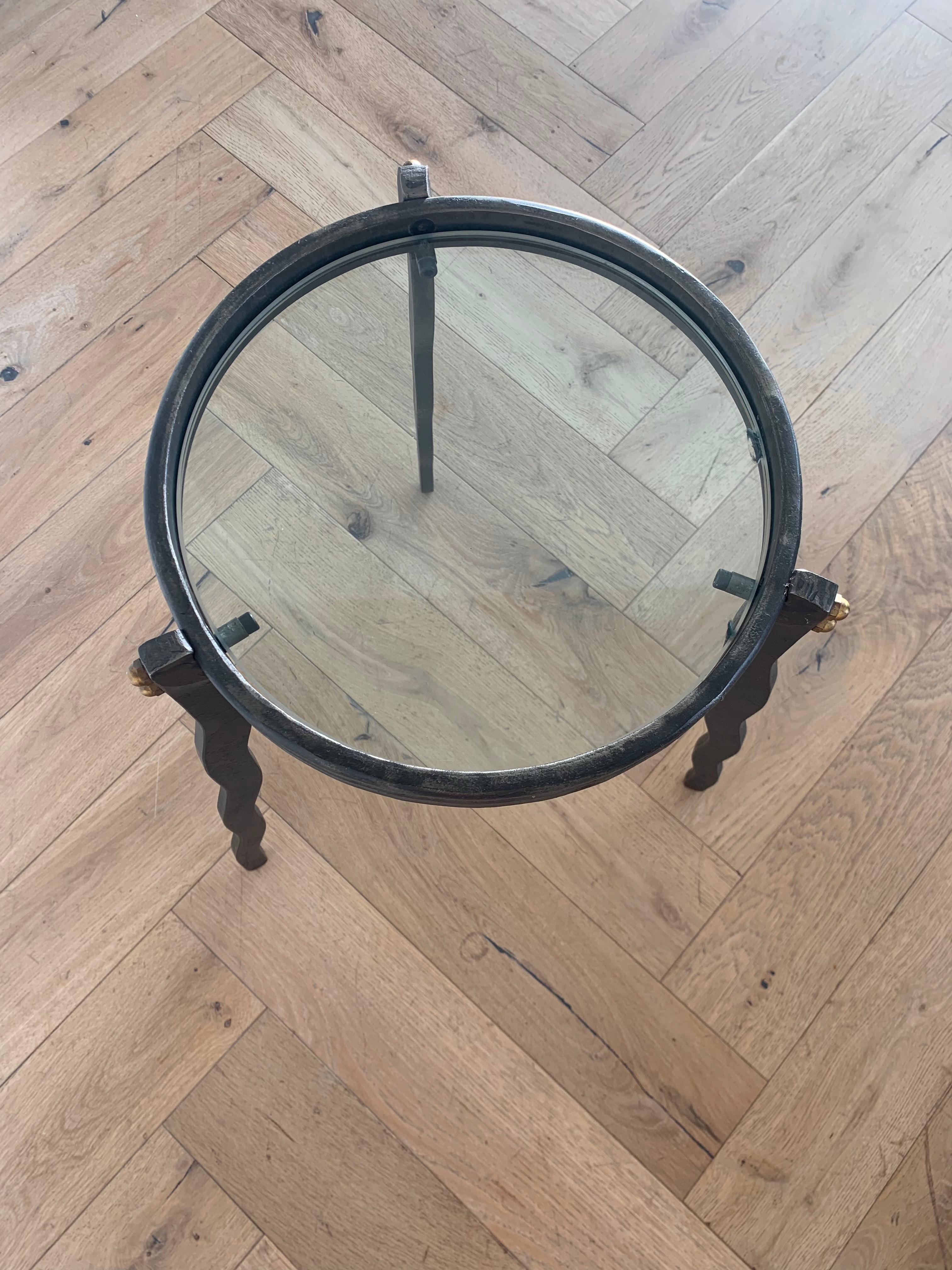 Will Stone Steel and Glass Squiggle Side Table, Signed, circa 1980 14