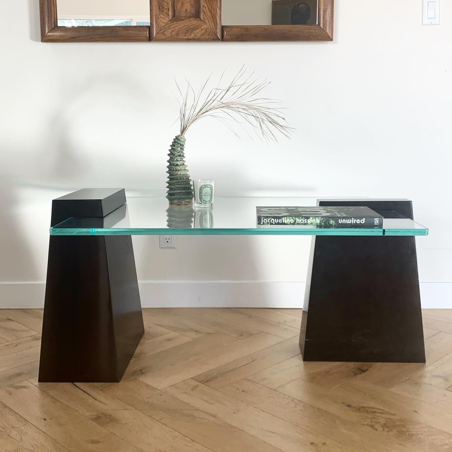 Will Stone Style Modernist Metal and Glass Coffee Table, 20th century For Sale 6