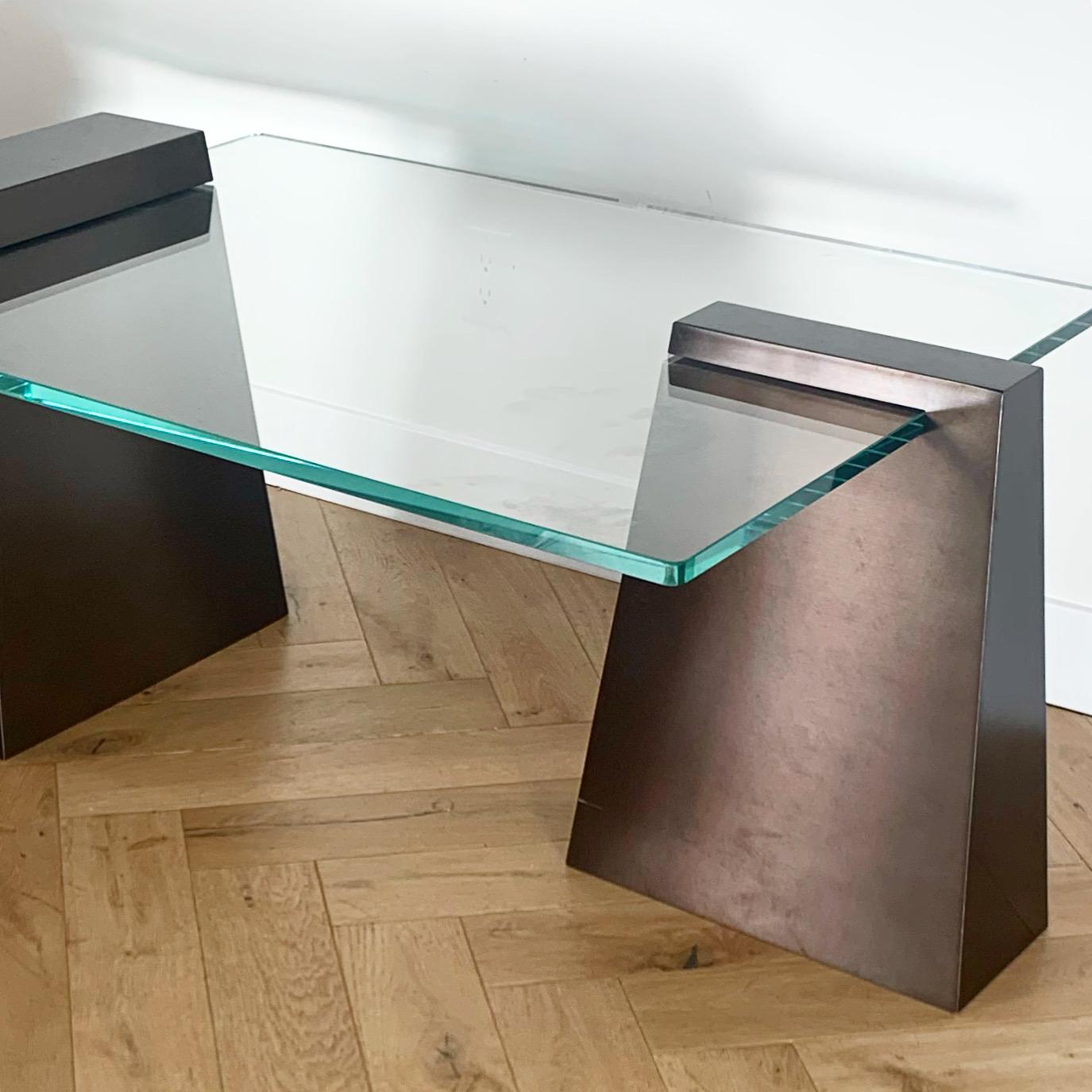 Post-Modern Will Stone Style Modernist Metal and Glass Coffee Table, 20th century For Sale