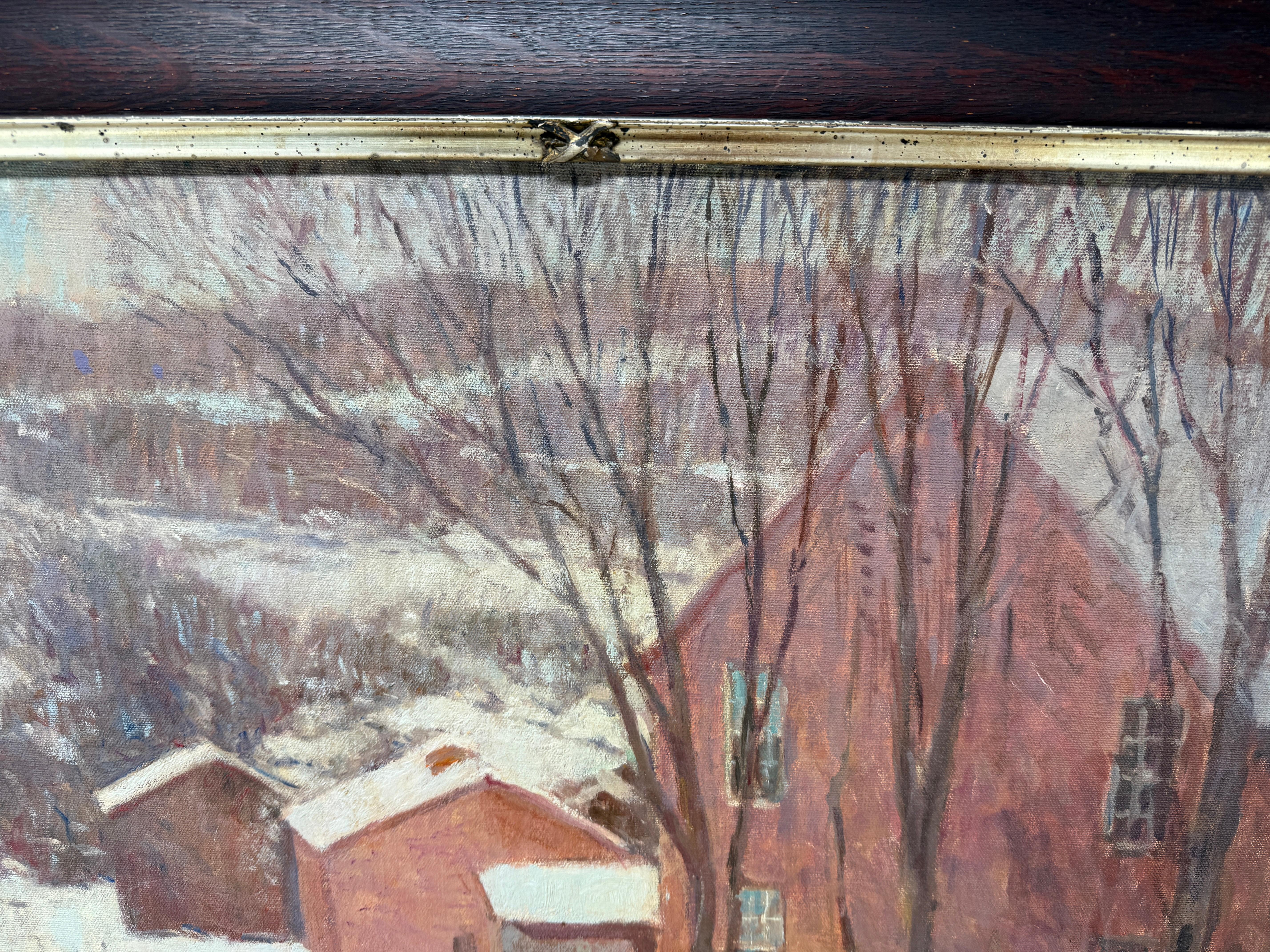 Will Taylor,  Impressionistische Kühe in einer Schneelandschaft, Öl auf Leinwand, Neuengland, Öl (Moderne der Mitte des Jahrhunderts) im Angebot