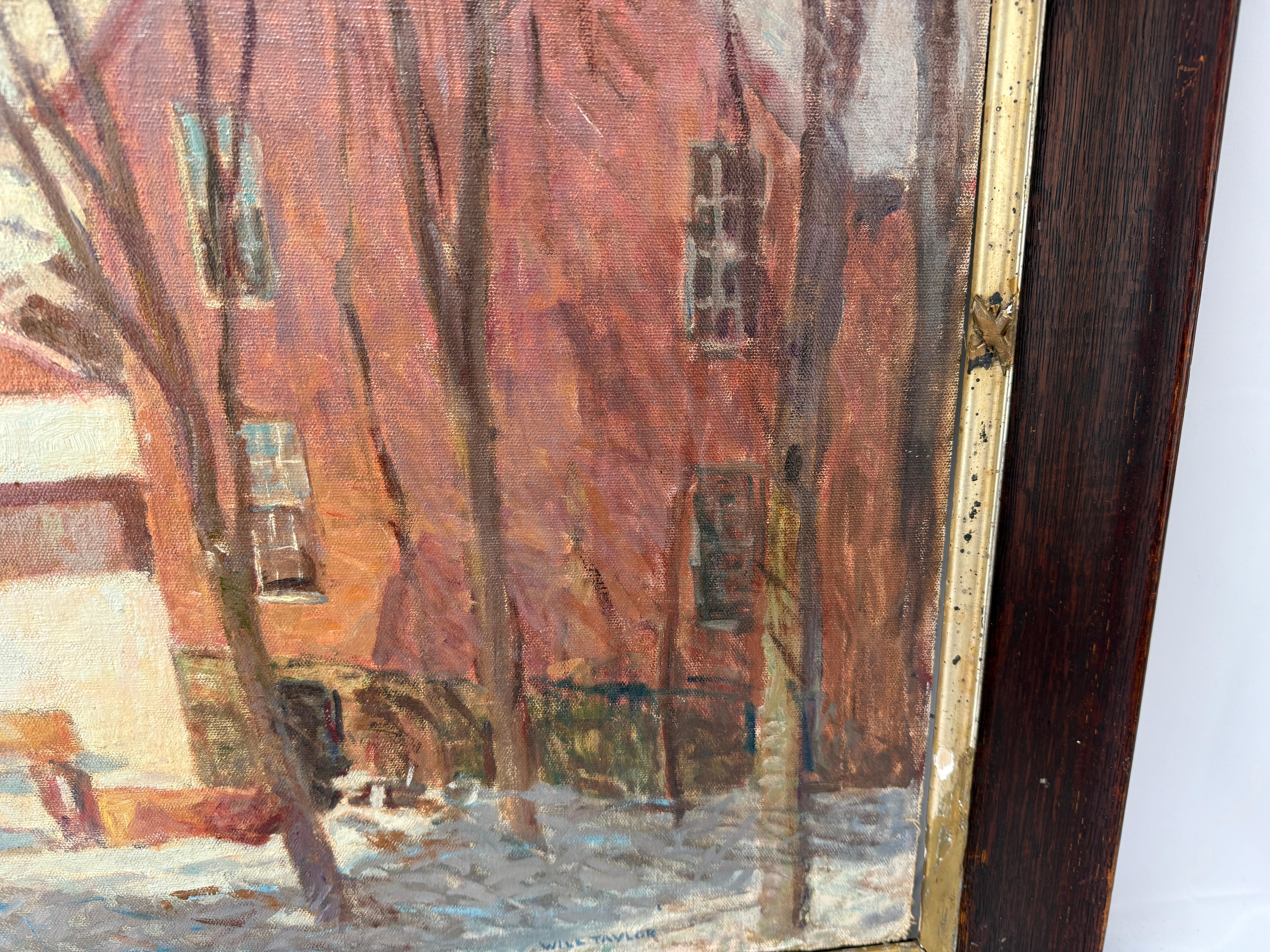 Will Taylor,  Impressionistische Kühe in einer Schneelandschaft, Öl auf Leinwand, Neuengland, Öl im Zustand „Gut“ im Angebot in Atlanta, GA
