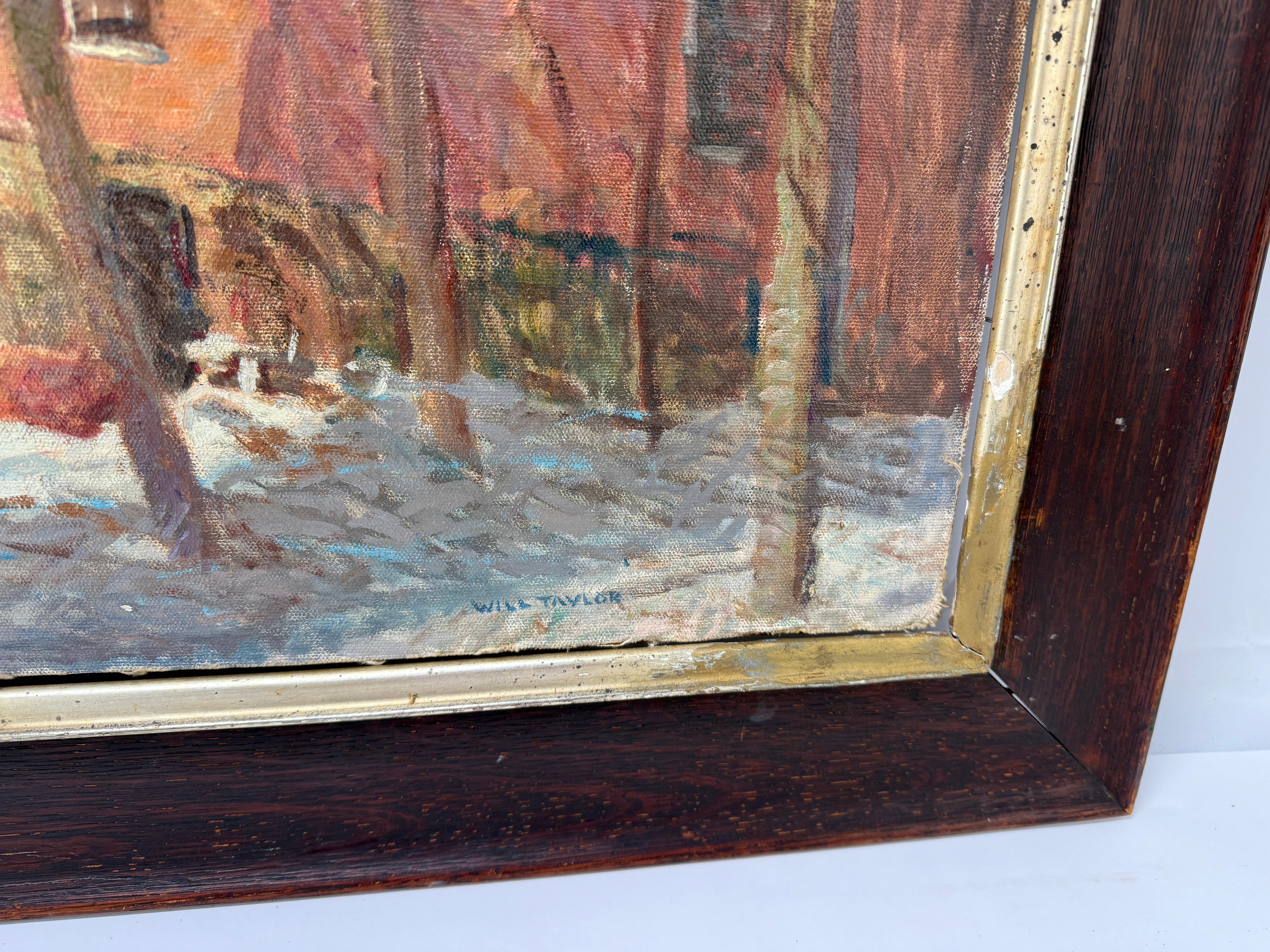 Will Taylor,  Impressionistische Kühe in einer Schneelandschaft, Öl auf Leinwand, Neuengland, Öl (20. Jahrhundert) im Angebot