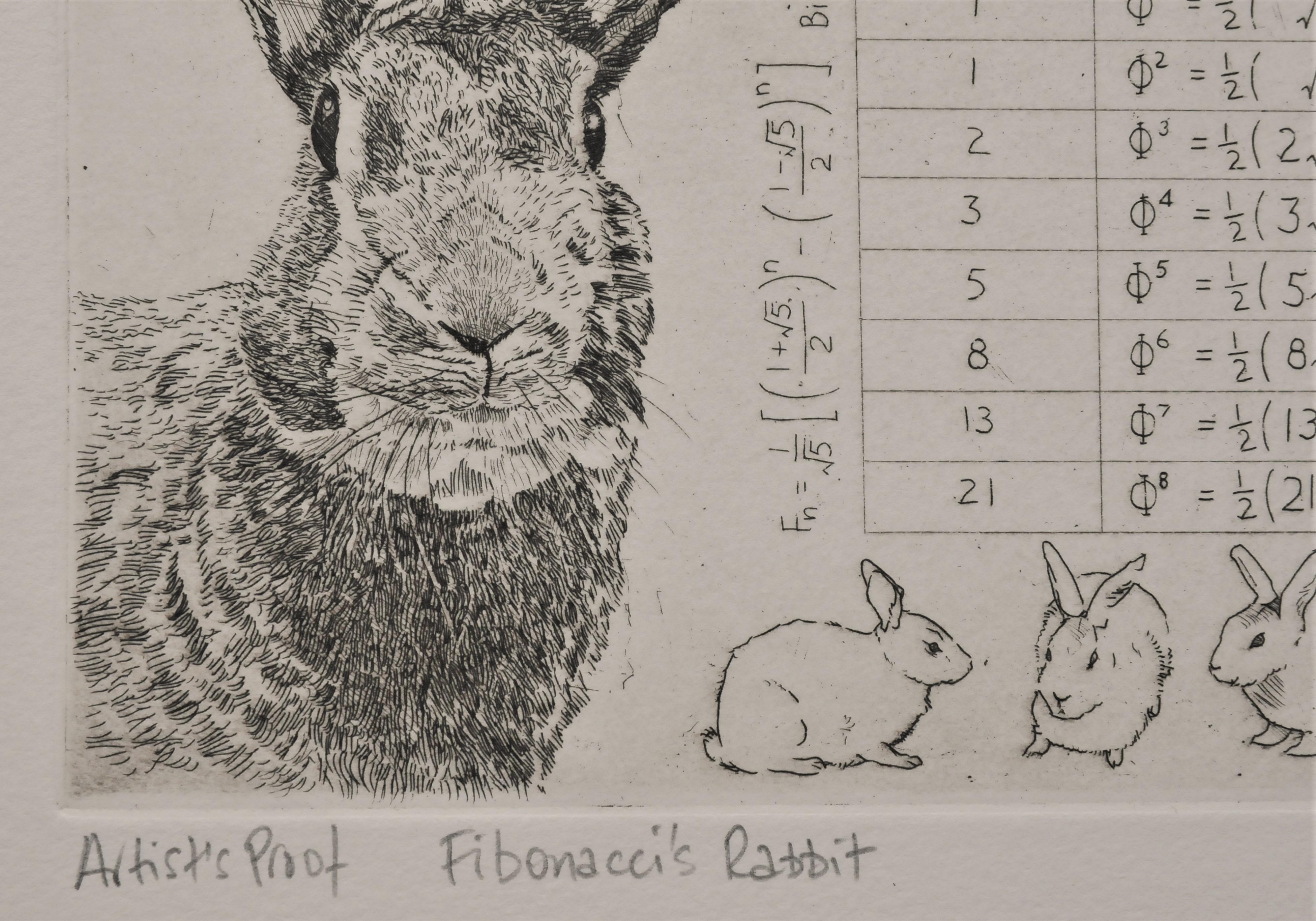 Lapin de Fibonacci, impression d'art, art animalier, mathématiques - Contemporain Print par Will Taylor