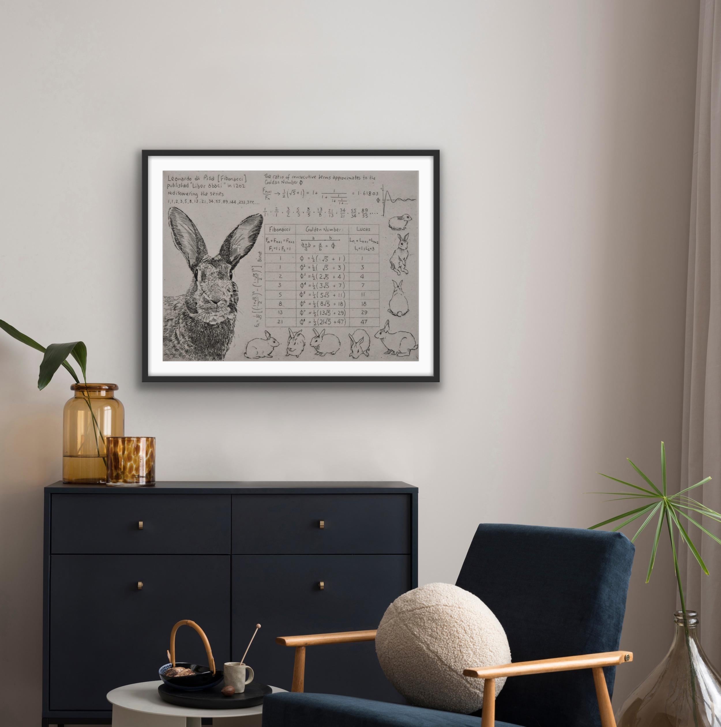 Fibonacci's Rabbit, Art print, Animal Art, Mathematics For Sale 5