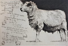 Heaviside Sheep by Will Taylor, Copper Plate Etching Print, Animal art