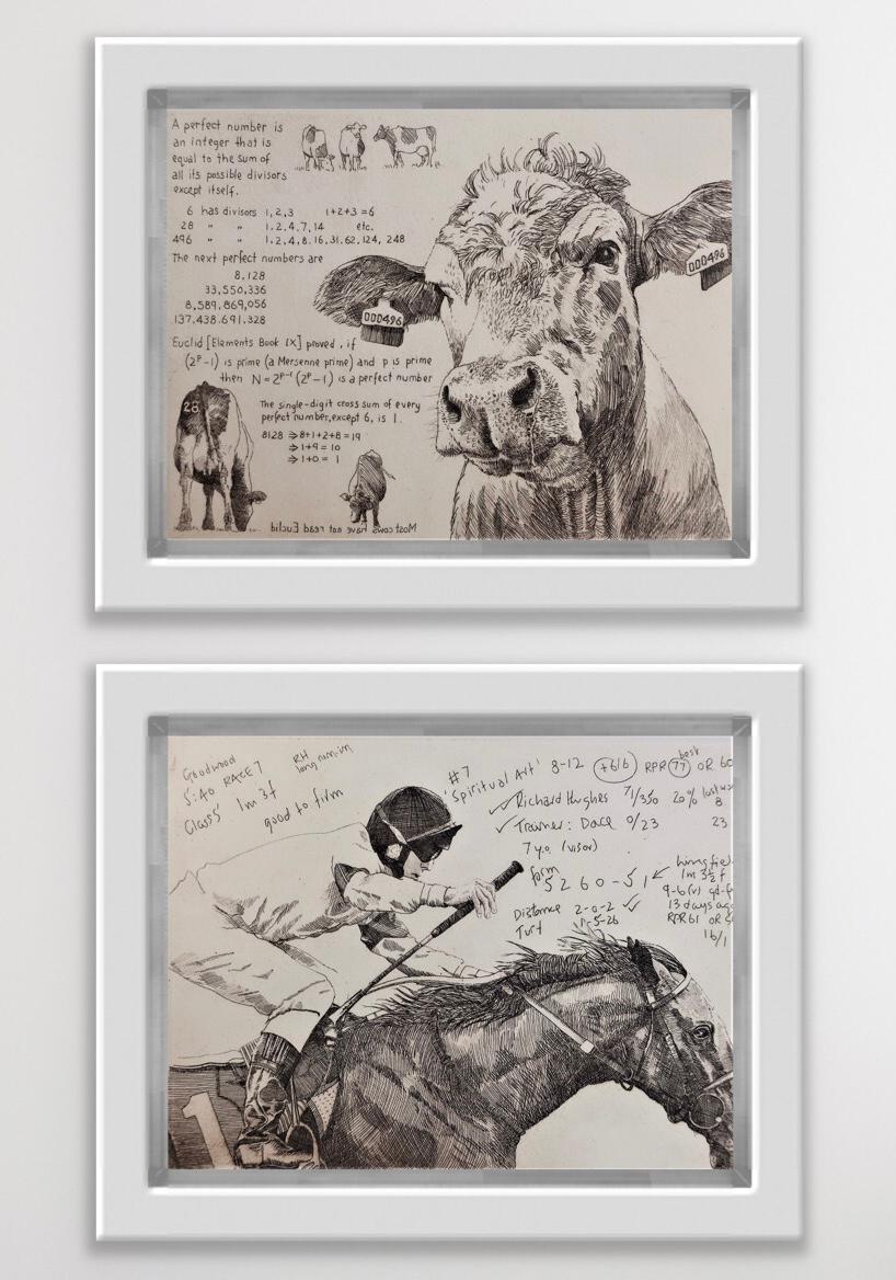 Will Taylor Animal Print - The Perfect Cow and The Racing Selection diptych