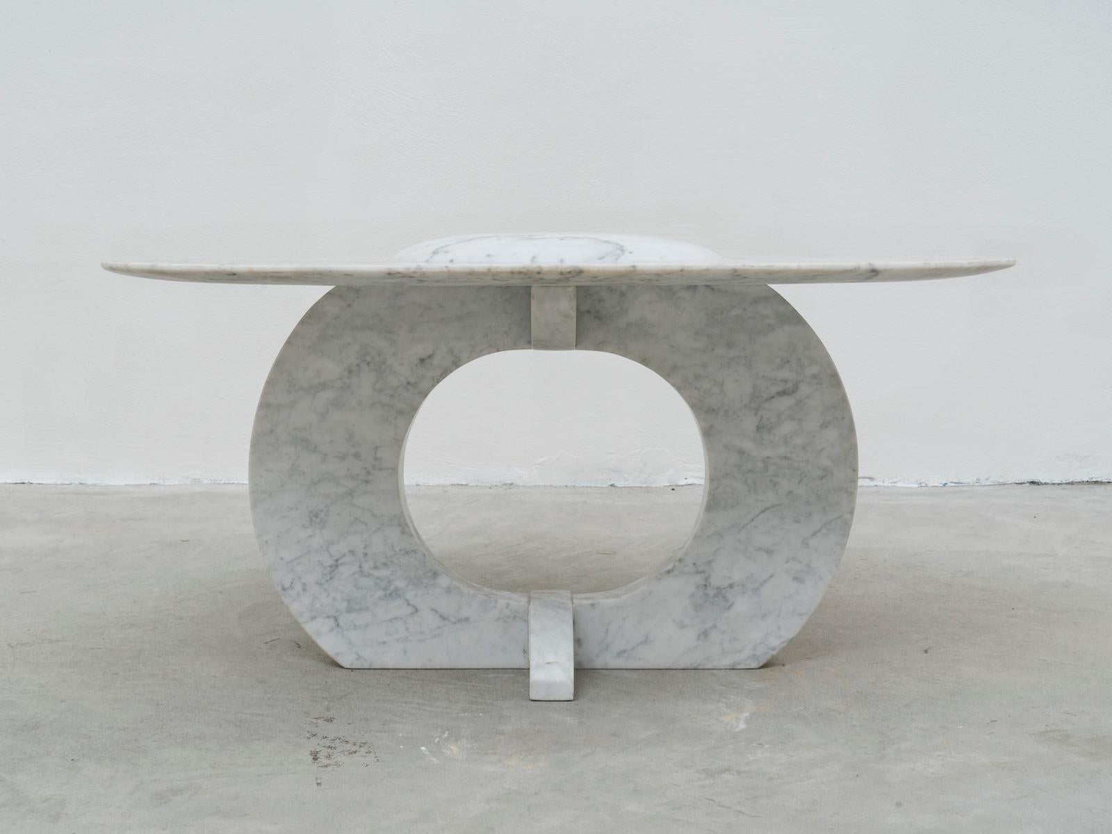 Post-Modern Will West Contemporary Unique Solid Carrara Marble Coffee Table For Sale