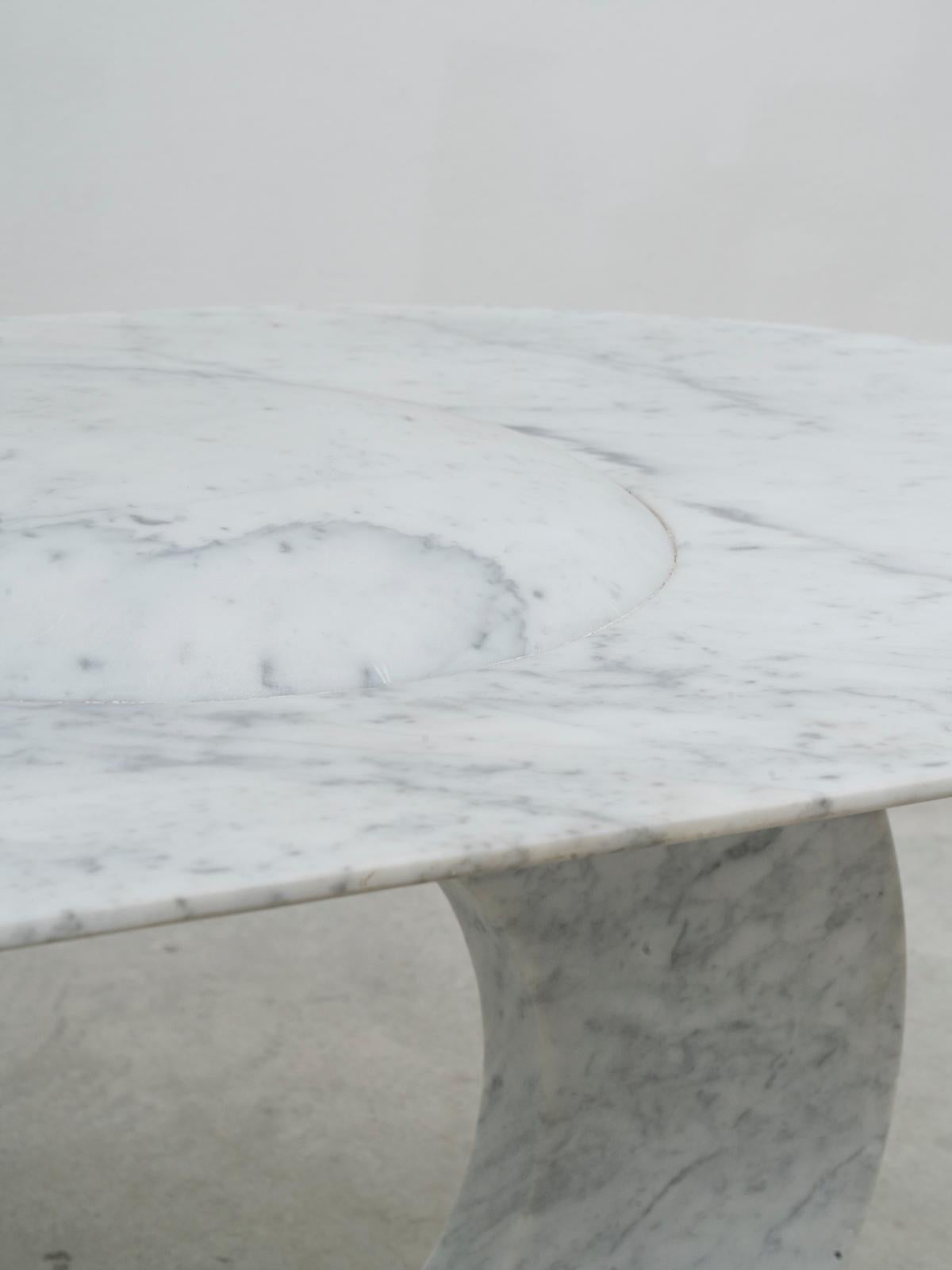 Hand-Crafted Will West Contemporary Unique Solid Carrara Marble Coffee Table For Sale