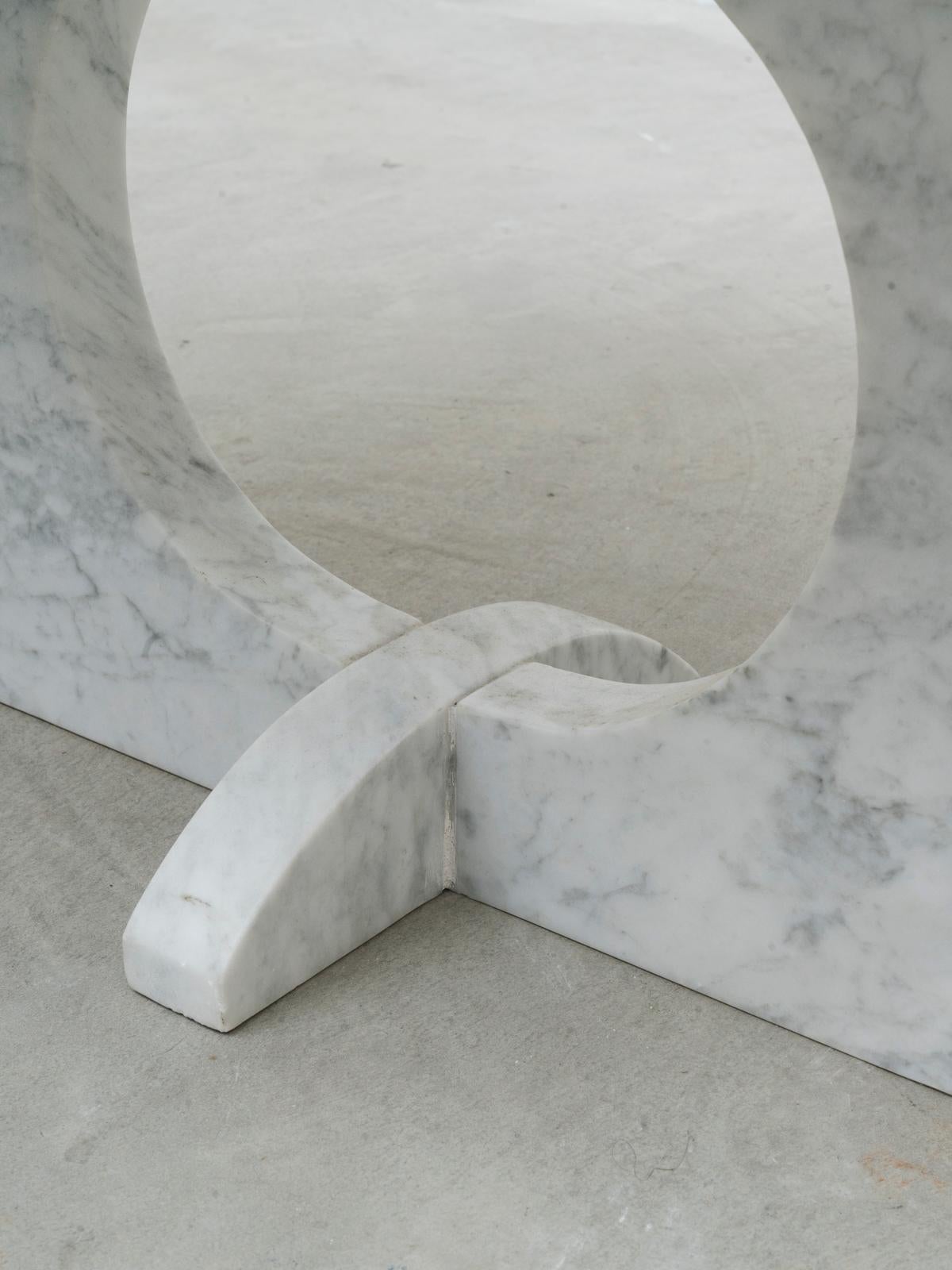 Will West Contemporary Unique Solid Carrara Marble Coffee Table In Excellent Condition For Sale In Milan, Italy