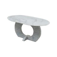 Will West Contemporary Unique Solid Carrara Marble Coffee Table