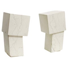 Will West Pair of Bookends No.5 in white Biancone italian marble
