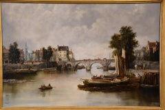 Oil Painting by William Howard "St Angers Bridge on the Rhine"