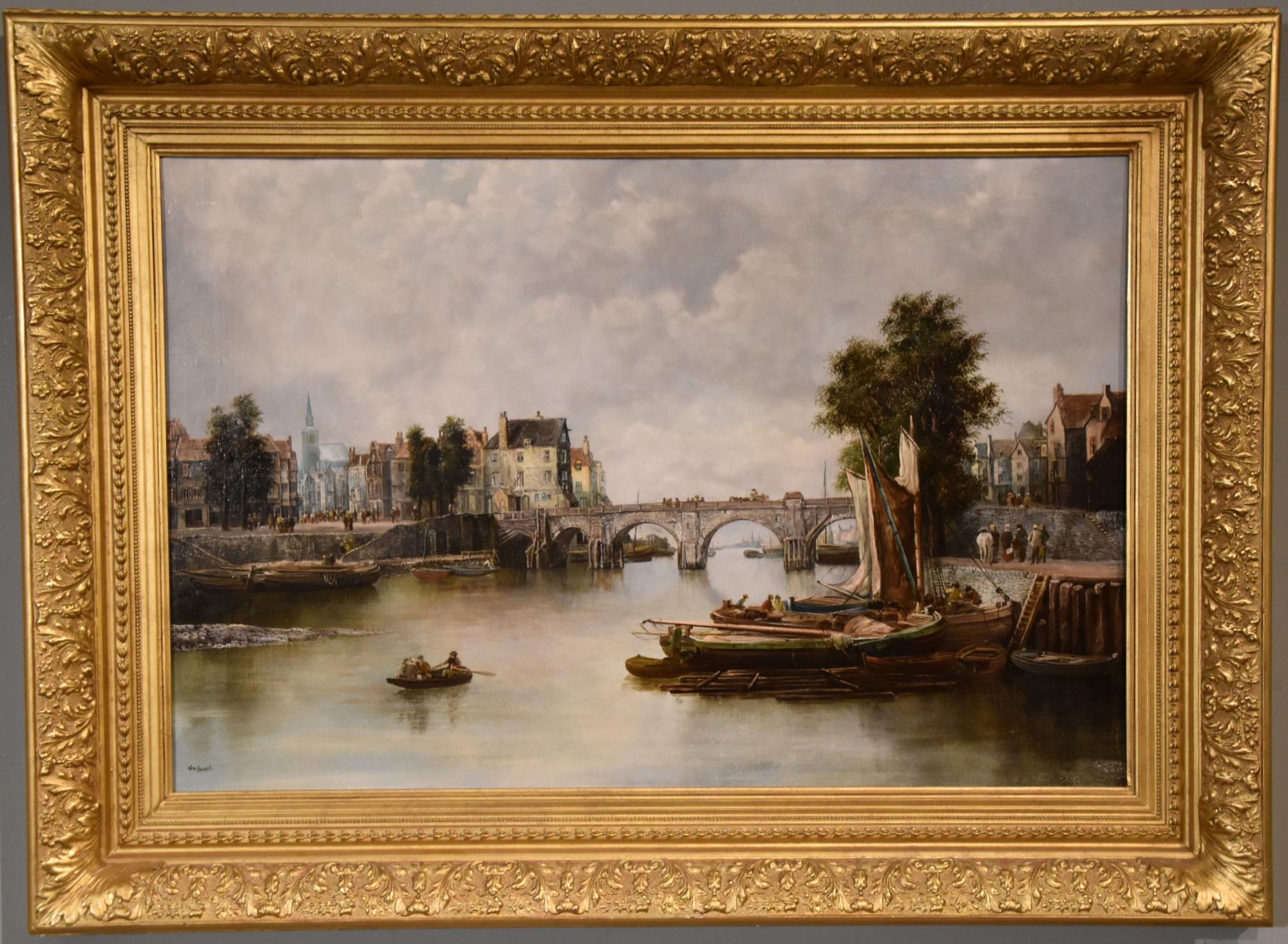 Will (William Howard) Shuster Landscape Painting - Oil Painting by William Howard "St Angers Bridge on the Rhine"