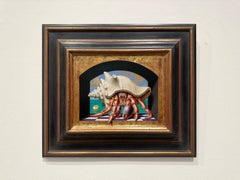 BEACH HOUSE – Hyperrealismus / Porträt einer Krabbe mit Muschelschale am Strand