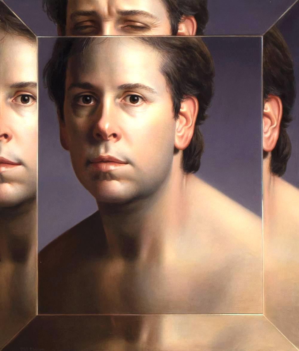 Portrait Painting di Will Wilson - BEVELED - Autoritratto contemporaneo / Fotorealismo / Trompe l'oeil