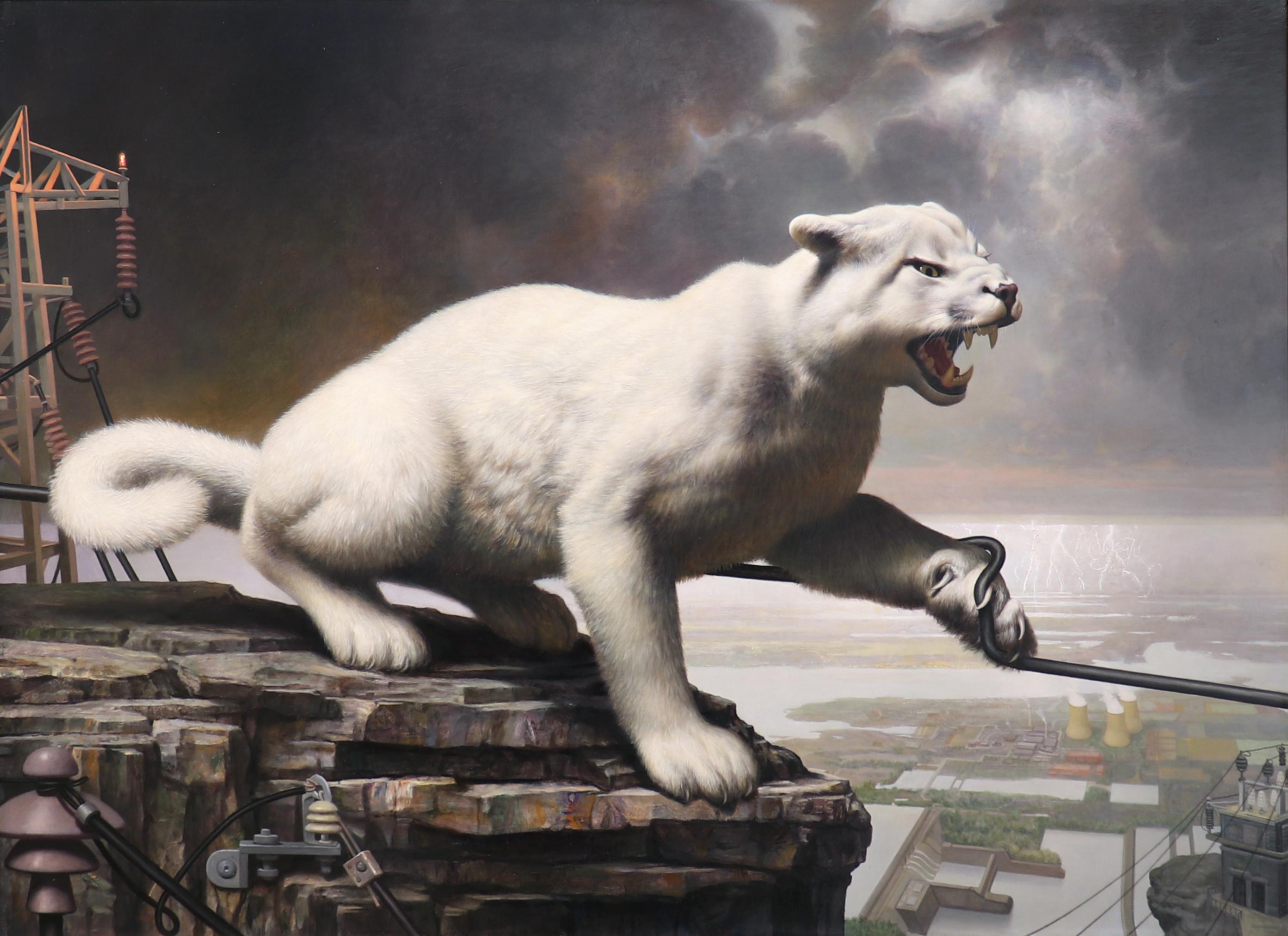 Will Wilson Animal Painting – CORRIDOR - Zeitgenössischer Hyperrealismus / Tierallegorie / Stadtbild / Landschaft